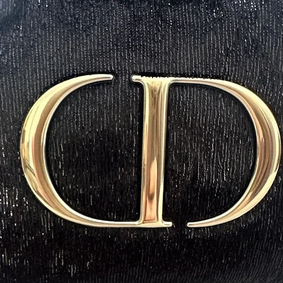 Dior Black Velvet Cosmetic Pouch with Gold Logo - Picture 3 of 9